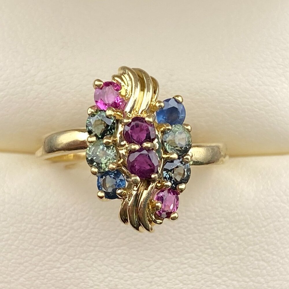 RARE Vtg. XPS Precious Sales Corp. 10K Gold Ring Sz. 8 - 10 Topaz Stone 5 Colors
